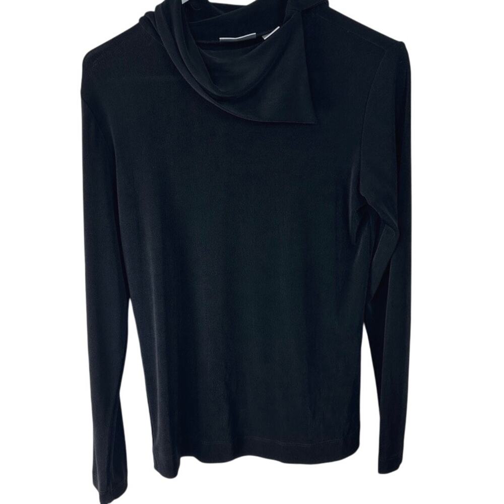 Chico’s Travelers Black Top Size 0 Asymmetric Draped Cowl Neck